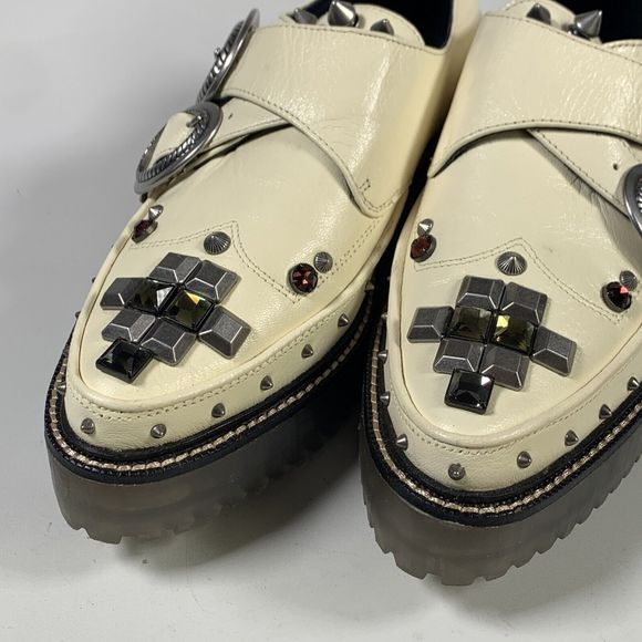 Coach Western Creeper Studded Leather Shoes G3399 Chalk Size 5.5 - Picture 12 of 15